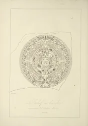 Relief en basalte représentant un calendrier mexicain, illustration de Vues des Cordillères et Monumens des Peuples Indigènes de l